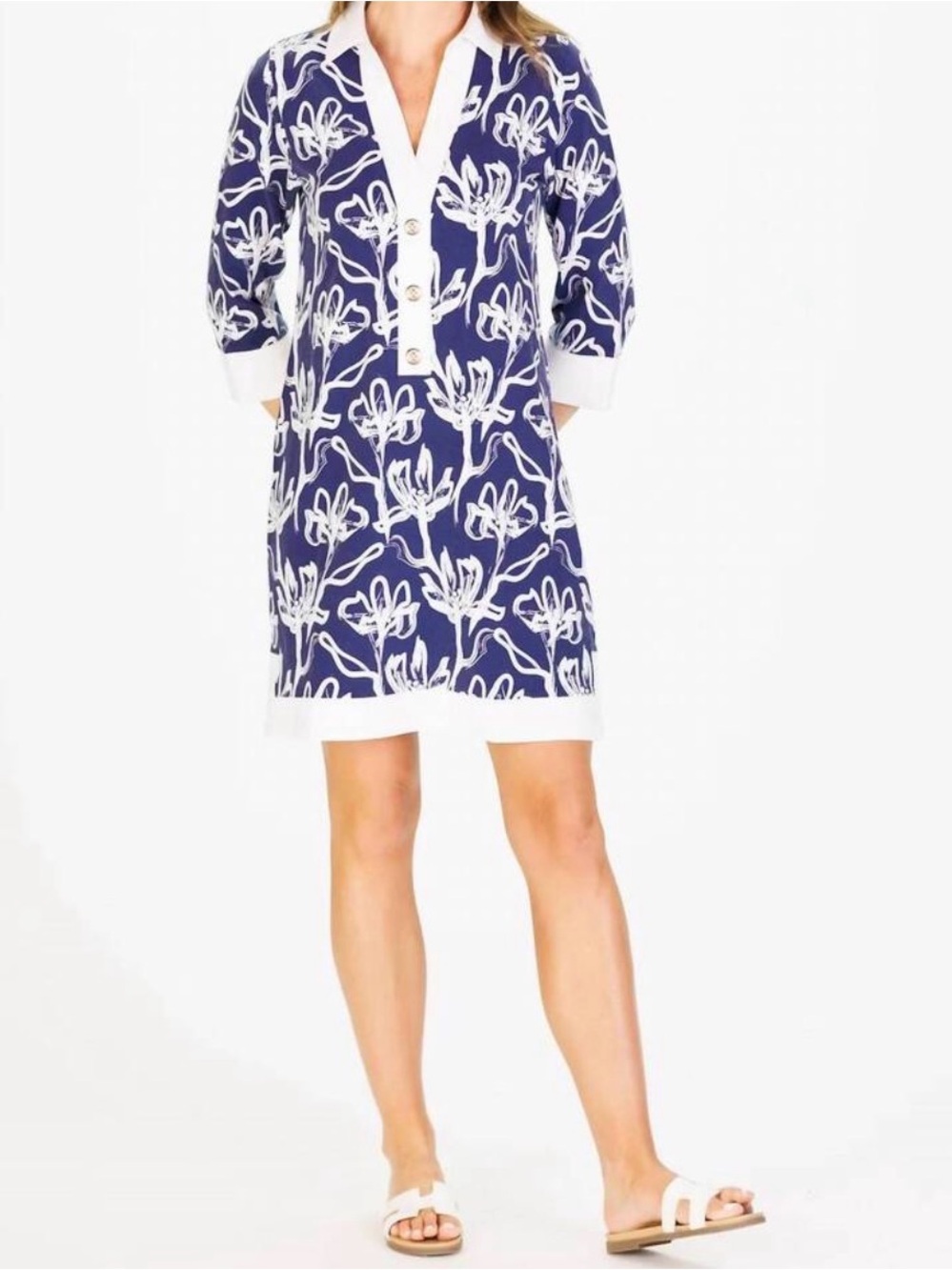 NEW DUFFIELD LANE June mini dress in navy painted flower
